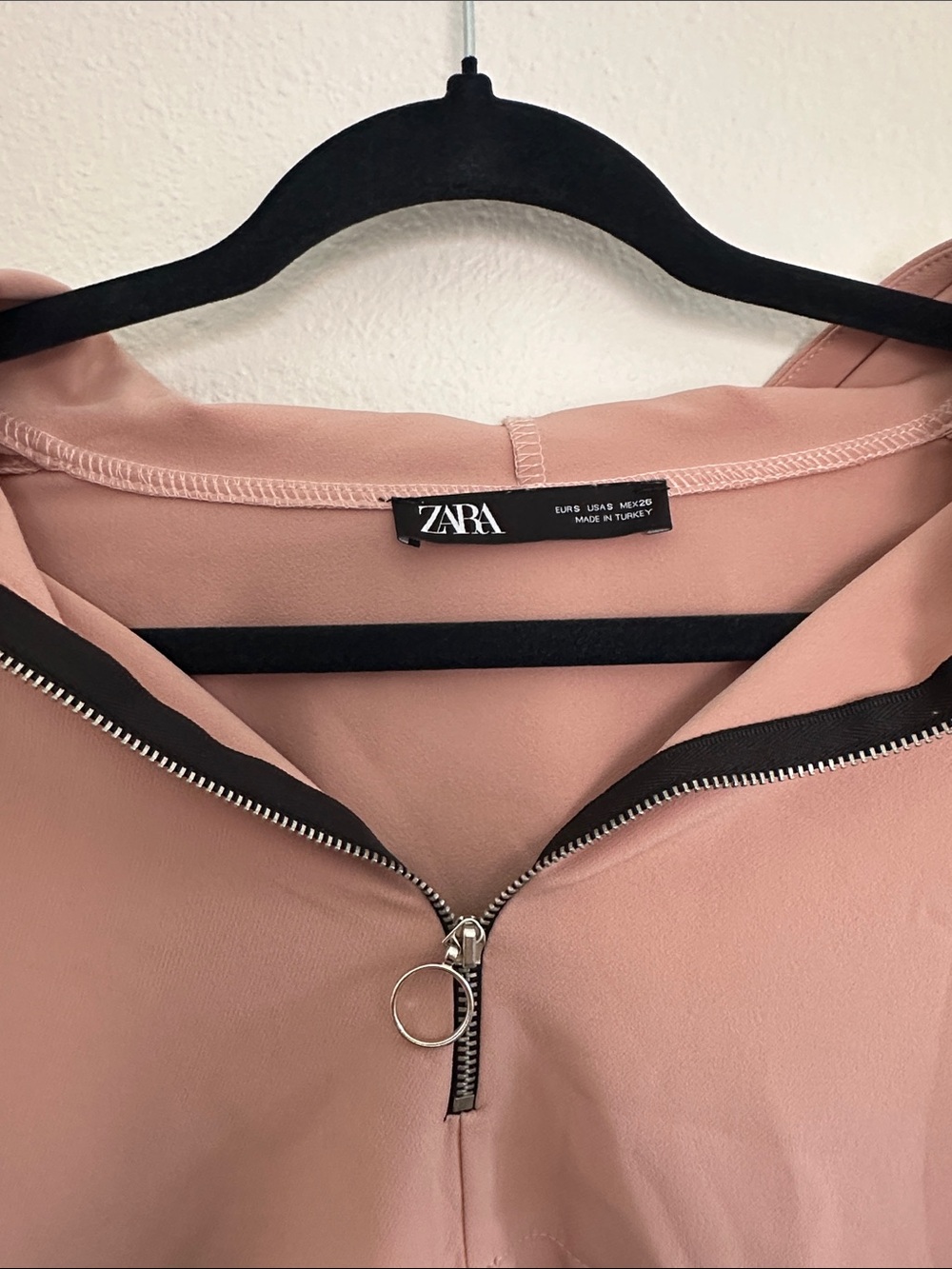 ZARA Pink, Black & White Colorblock Half-Zip Hoodie - Picture 4 of 5